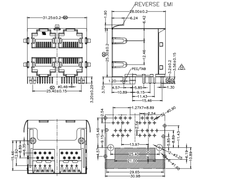 RJ45-880A 2X2 反彈 圓針