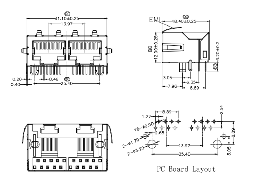 RJ45-5603 1X2 全包