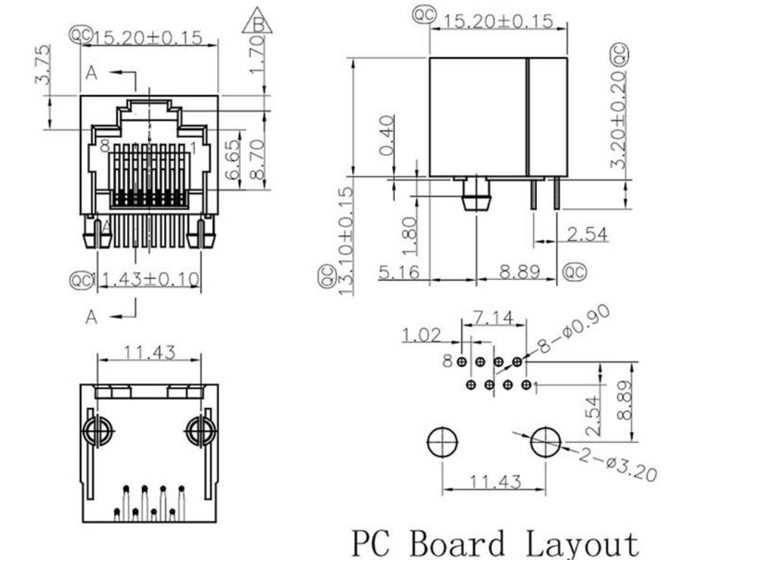 RJ45-9603 1X1 全塑 壹體式