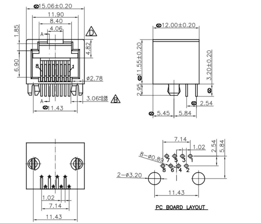 RJ45-8006 1X1 8P 全塑